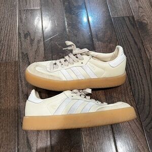 Adidas Cream and White Gum Sole Samba Sneakers